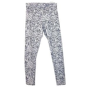 DM Marble Print Elastic Waist High-waisted Pull-on Leggings Black White Large